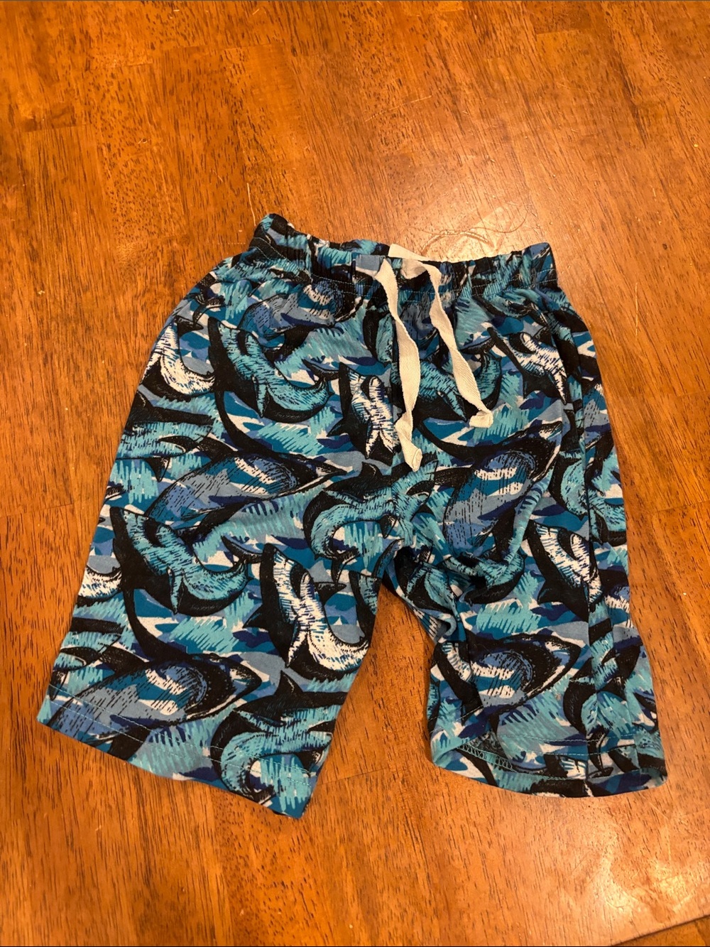 Falls Creek Blue Shark-Pattern Pull-On Shorts size XS